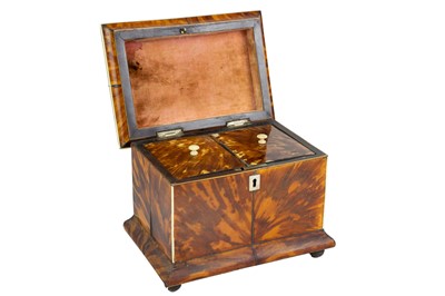 Lot 1 - A Regency tortoiseshell tea caddy.
