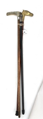 Lot 27 - A silver topped walking stick with engine...