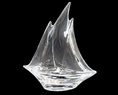 Lot 620 - A French Daum glass model of a yacht.
