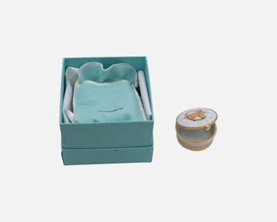Lot 172 - TIFFANY & CO - A French porcelain gilt-metal mounted Capricorn zodiac trinket box.