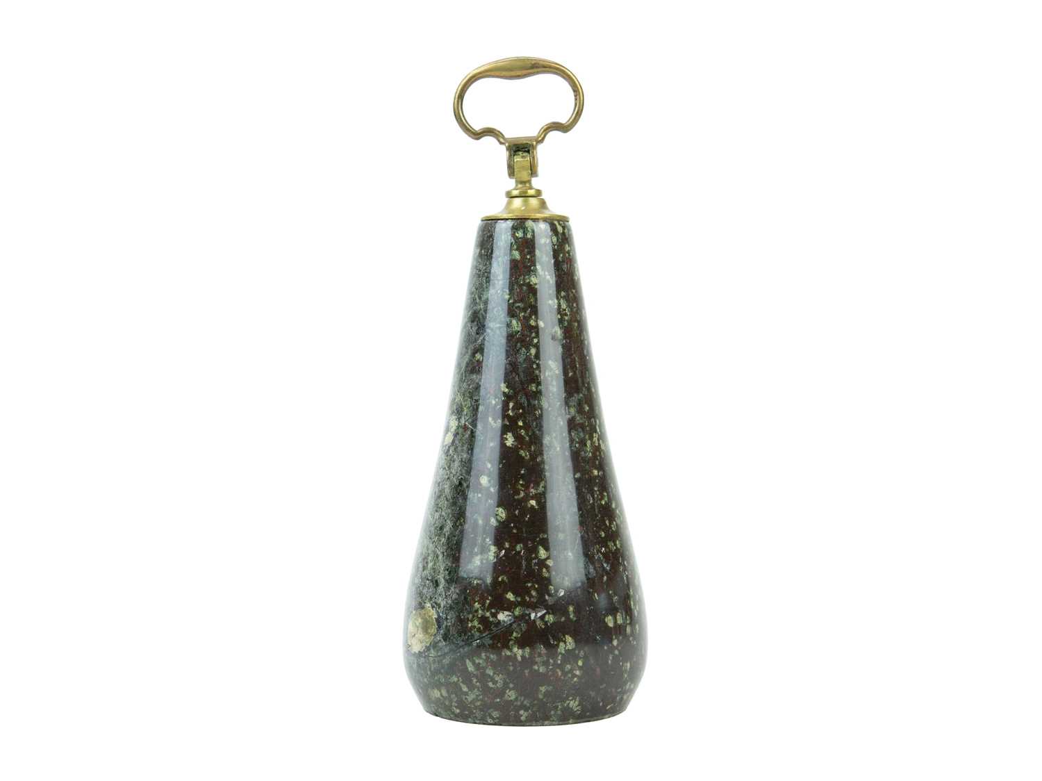 Lot 53 - A Cornish serpentine door stop with brass handle.