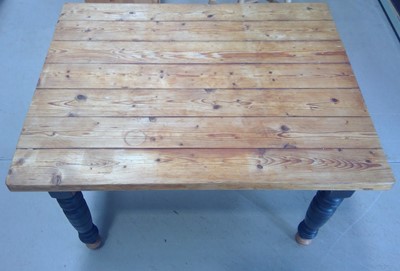 Lot 24 - A Chunky Top Pine Table. 74cm tall, 116cm wide...