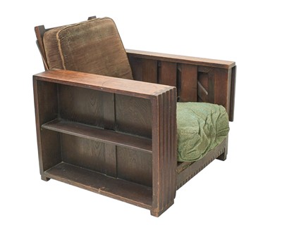 Lot 610 - A 1930s Heals oak library chair.