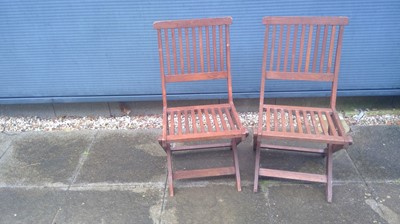 Lot 21 - Two Teak, Folding Garden Chairs.