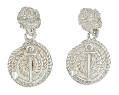 Lot 278 - Gaëtan de Percin for TIFFANY & CO - A pair of 925 silver rope and anchor cuff links.