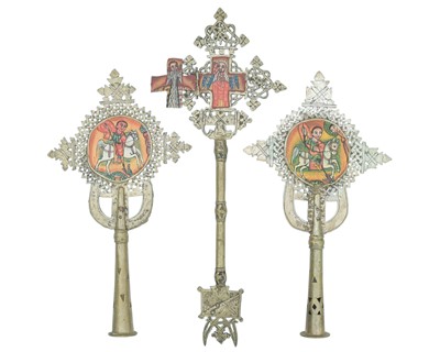 Lot 66 - Three Ethiopian ceremonial crucifixes.