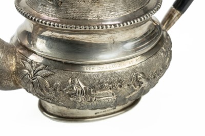 Lot 415 - An Indian Sterling silver four piece tea set.