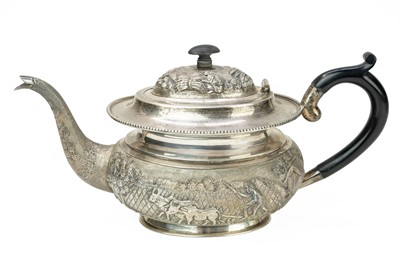 Lot 415 - An Indian Sterling silver four piece tea set.