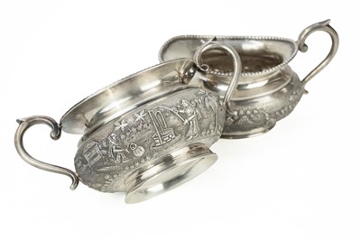 Lot 415 - An Indian Sterling silver four piece tea set.