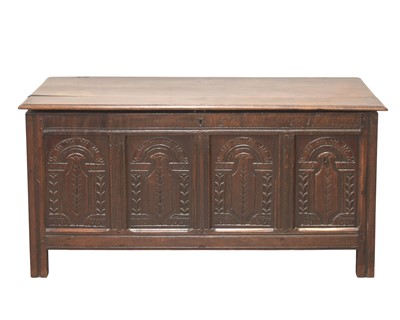Lot 846 - An 18th century oak coffer.