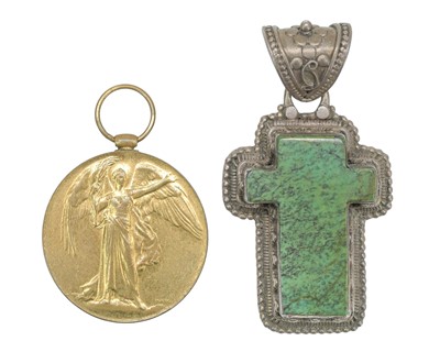 Lot 118 - A silver Tibetan cross pendant and Australia interest WWI medal.