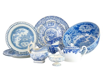 Lot 572 - Blue and white. A pair of John & Richard Riley 'Camel' pattern plates.