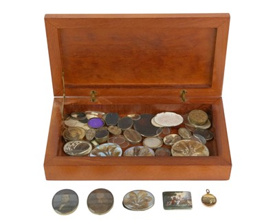 Lot 24 - A collection of Georgian and later hairwork and memorial panels.