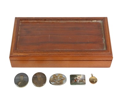 Lot 24 - A collection of Georgian and later hairwork and memorial panels.