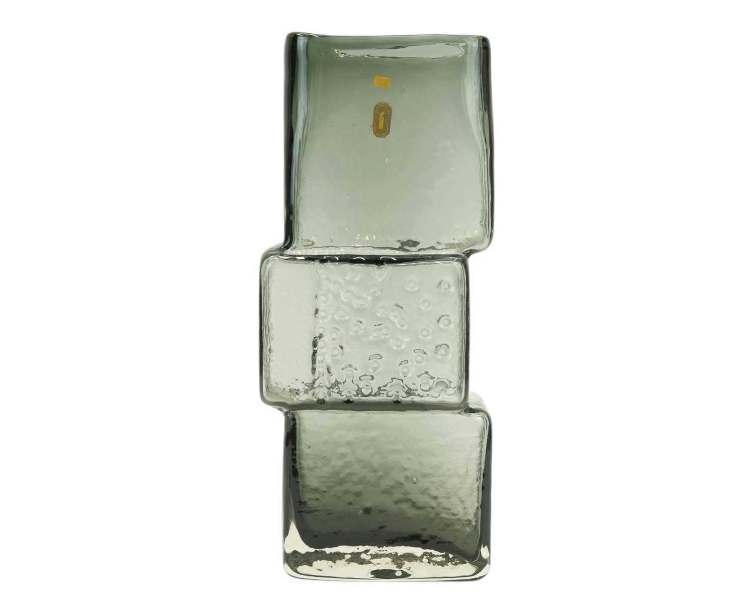 Lot 625 - A Whitefriars textured glass Drunken Bricklayer vase designed by Geoffrey Baxter.