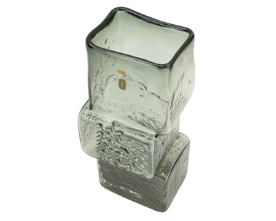 Lot 625 - A Whitefriars textured glass Drunken Bricklayer vase designed by Geoffrey Baxter.