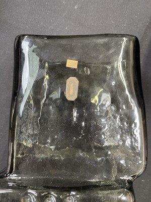 Lot 625 - A Whitefriars textured glass Drunken Bricklayer vase designed by Geoffrey Baxter.