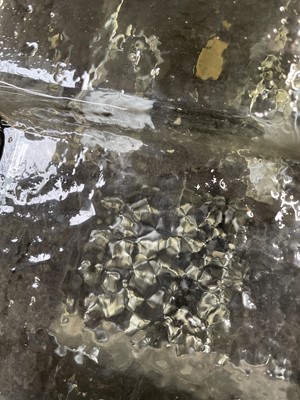 Lot 625 - A Whitefriars textured glass Drunken Bricklayer vase designed by Geoffrey Baxter.