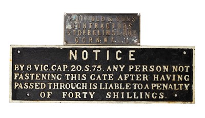 Lot 266 - A cast iron railway sign.