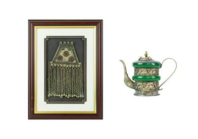 Lot 400 - A Chinese cloisonne and white metal miniature teapot and cover.