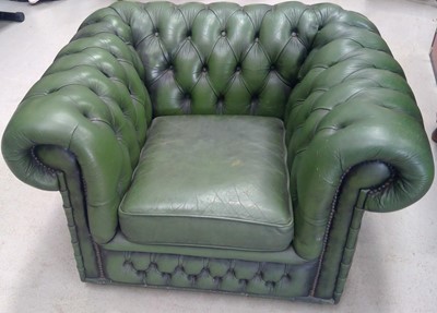 Lot 1 - A Green Leather Chesterfield style Chair. 65cm...