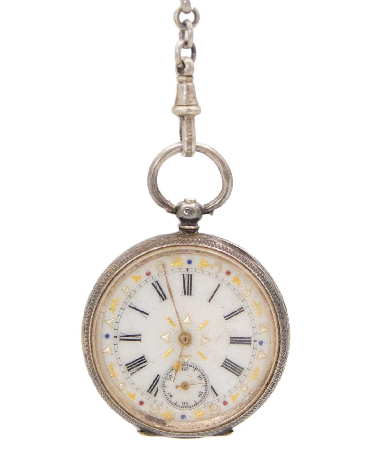 Lot 531 - A .935 silver Swiss lady's key wind open face cylinder pocket watch.