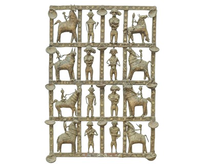 Lot 156 - A Nigerian bronze grill-like wall plaque.