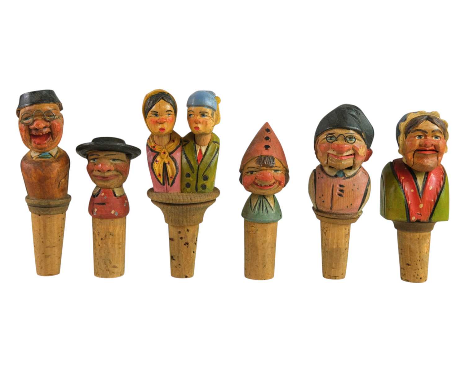 Lot 18 - Three Black Forest type figural automaton bottle stoppers.