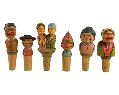 Lot 18 - Three Black Forest type figural automaton bottle stoppers.