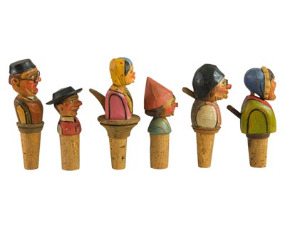 Lot 18 - Three Black Forest type figural automaton bottle stoppers.