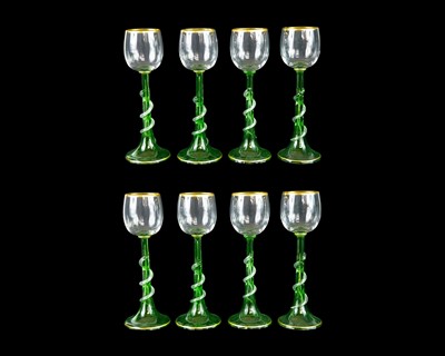 Lot 569 - A set of eight drinking glasses, circa 1920.