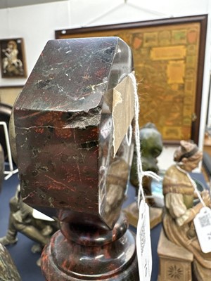 Lot 70 - A late 19th/early 20th century Cornish serpentine desk barometer.