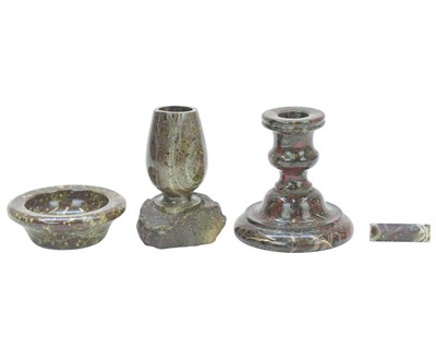 Lot 108 - A Cornish serpentine candlestick.