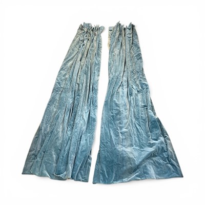 Lot 346 - Two pairs of blue velvet curtains.