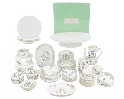 Lot 694 - A large Limoges coffee and dinner service, decorated with rustic figures, flowers etc.