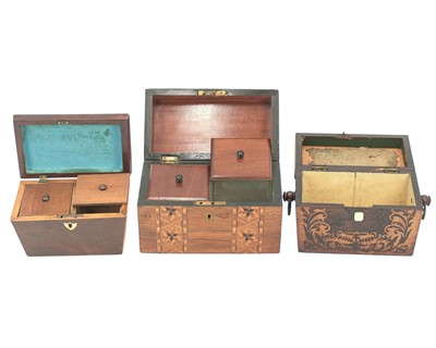 Lot 142 - Three 19th century tea caddies.