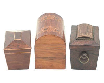 Lot 142 - Three 19th century tea caddies.