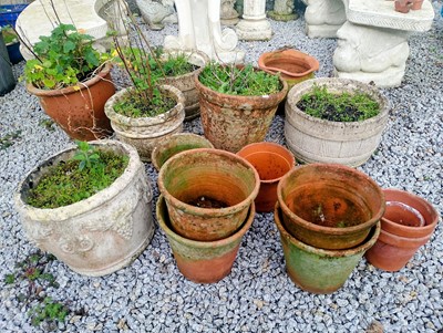 Lot 832 - Fourteen plant pots, including terracotta examples.