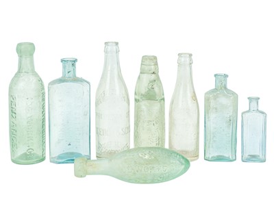 Lot 122 - Penzance glass bottles, including three Newlyn & Gulval Ice Works.