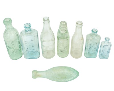 Lot 122 - Penzance glass bottles, including three Newlyn & Gulval Ice Works.