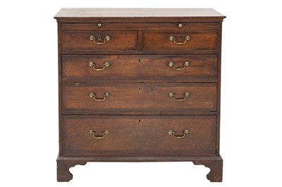 Lot 726 - A George III oak and fruitwood banded chest.