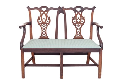Lot 817 - A 19th century mahogany double chair back settee.