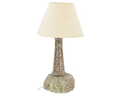 Lot 34 - A Cornish serpentine lighthouse table lamp.