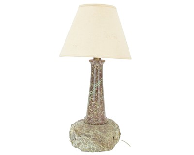 Lot 34 - A Cornish serpentine lighthouse table lamp.