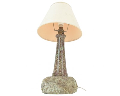 Lot 34 - A Cornish serpentine lighthouse table lamp.