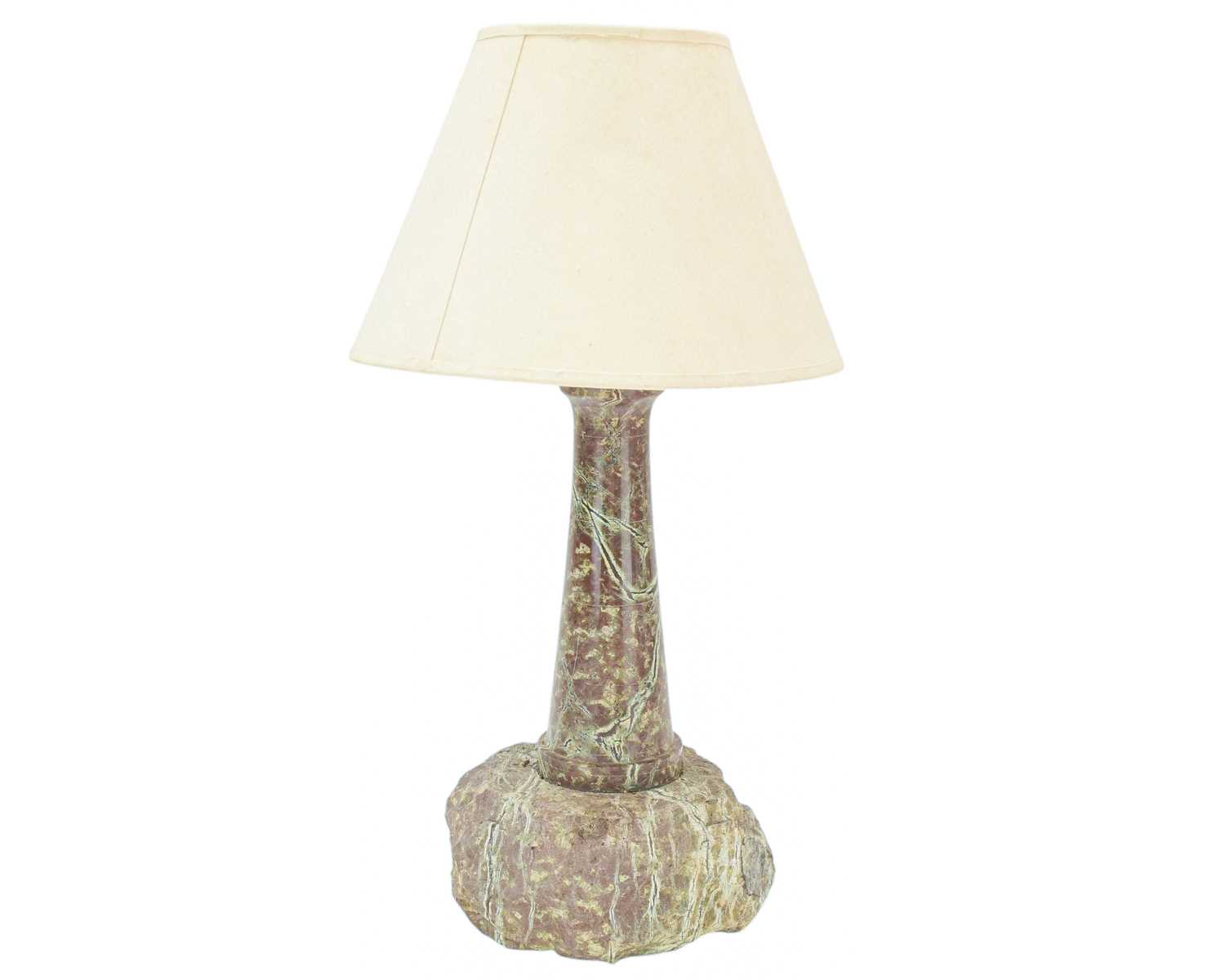 Lot 34 - A Cornish serpentine lighthouse table lamp.