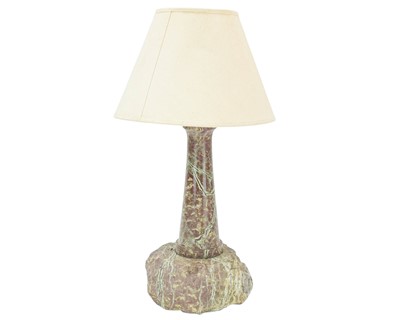 Lot 34 - A Cornish serpentine lighthouse table lamp.