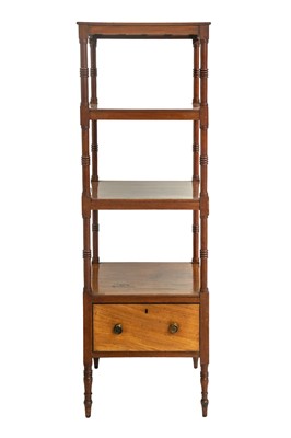 Lot 786 - A Regency mahogany four tier whatnot with drawer.