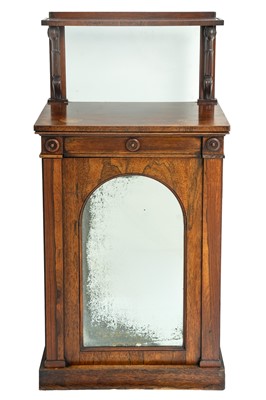 Lot 819 - A William IV rosewood side cabinet with mirrored door.