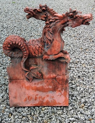 Lot 822 - A terracotta 'Janus Horse' ridge tile.
